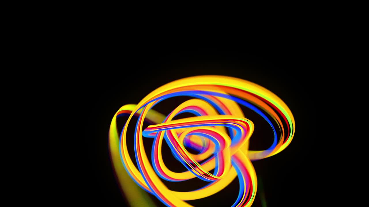 fondo en bucle abstracto con líneas multicolores rizadas en estructura de hélice. las rayas de color vuelan y forman rizos.