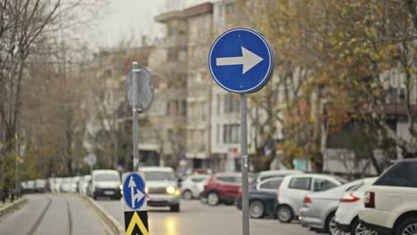 Highway Traffic, Parking, Sidewalk, Sign, Trees