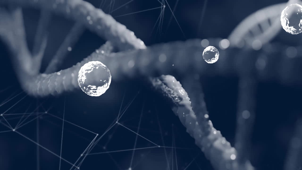 Animation of white spots over dna strand