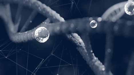 animación de manchas blancas sobre la cadena de adn