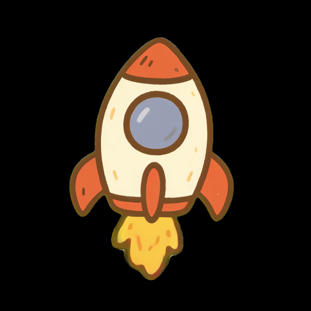Cartoon rocket ship illustration animation isolated asset, transparent 4K video, alpha channel