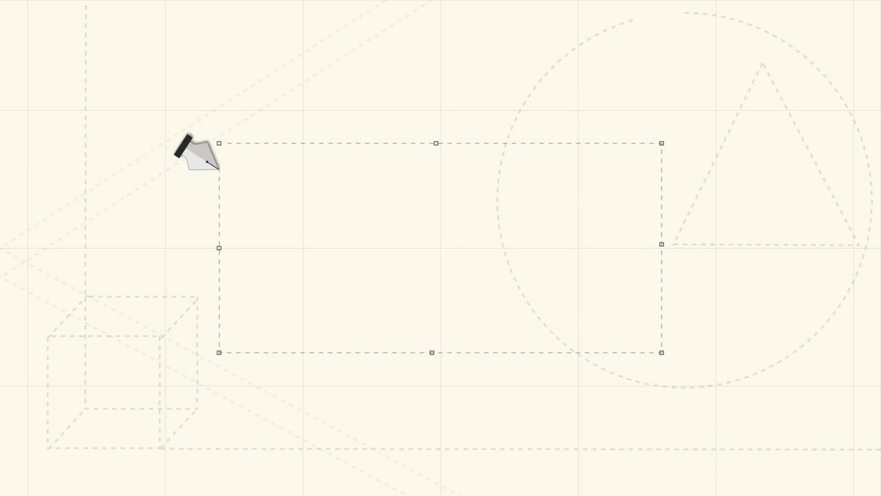 Digitally generated video of pen nib drawing rectangle