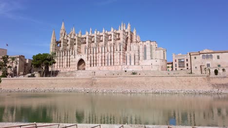 side of cathedral of palma de mallorca built in a catalan gothic style