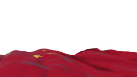 china fabric flag waving on the wind loop. chinese embroidery stitched cloth banner swaying on the breeze. half-filled white background. place for text. 20 seconds loop.