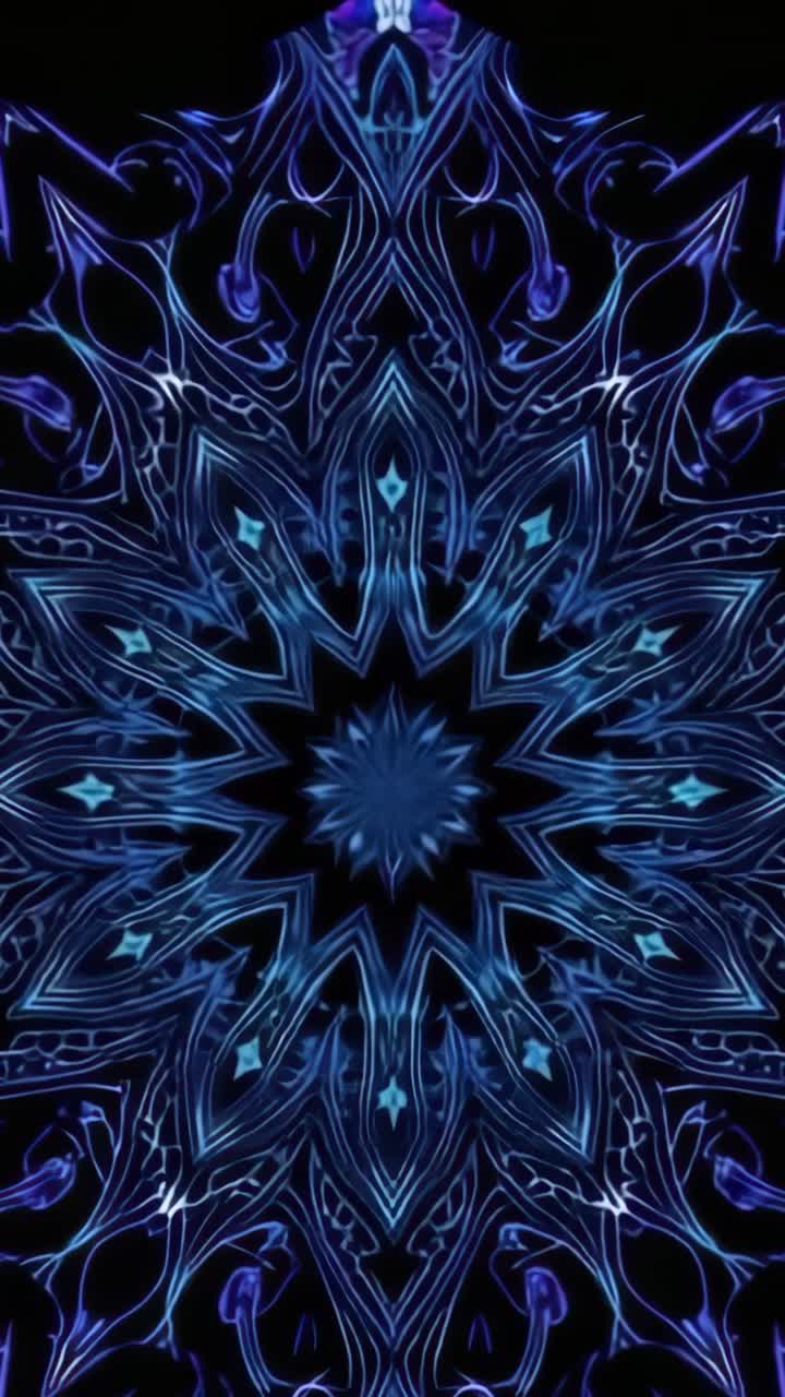 Vertical video: Starting fractal mandala pulsing on black canvas, showing rhythmic breathing effect