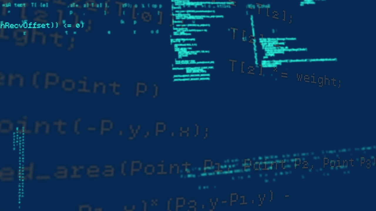 Animation of data processing on blue background