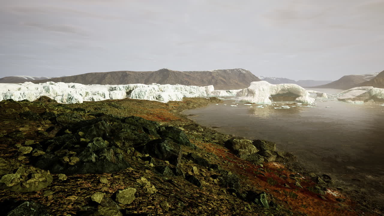 Gigantic Ice Block Structures On The Black Sand By The Sea Shore Free ...