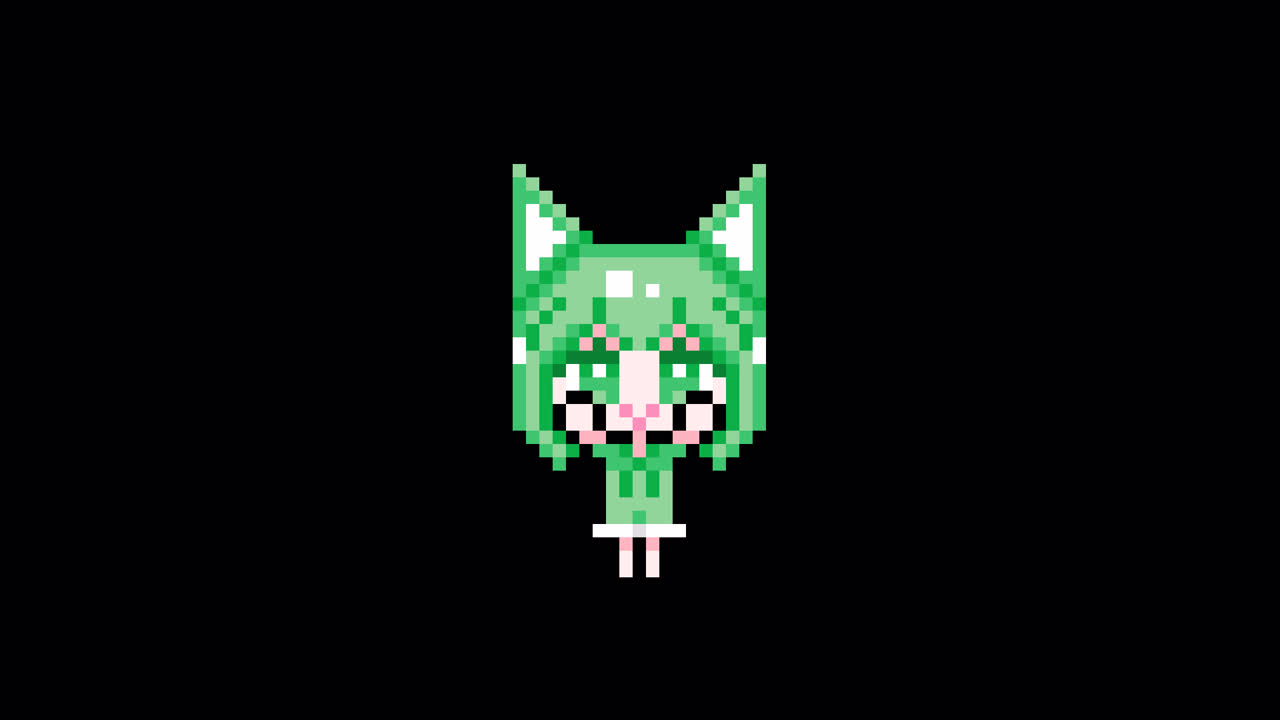 Pixel Cat girl Raise both hands short hair Looping animation. 1080p (5).mov