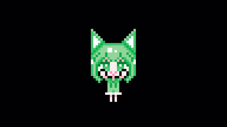 Pixel Ragazza gatto Alza entrambe le mani capelli corti Animazione in loop. 1080p (5).mov