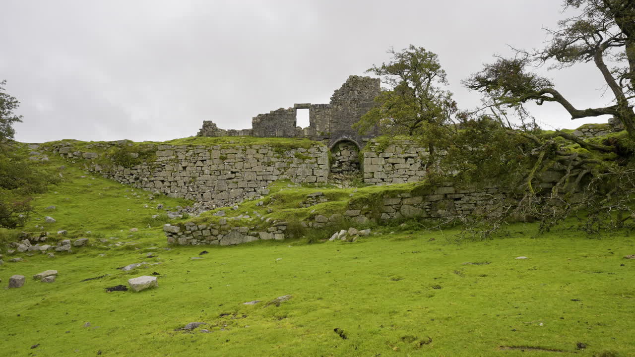 Old Stone Ruins of a Castle in a Grassy Landscape