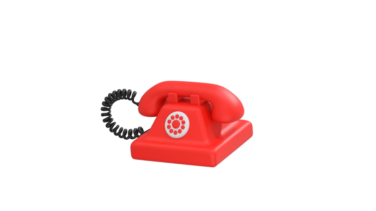 3D Render of a Vintage Red Rotary Telephone