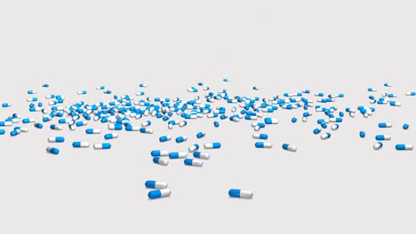animación de pastillas que caen hacia abajo