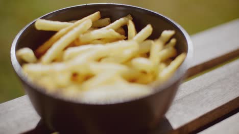 tazón de papas fritas recién fritas