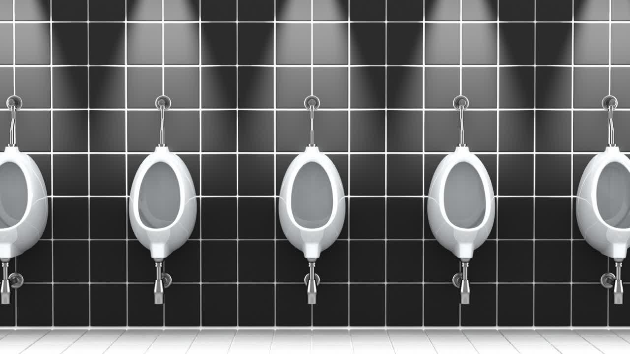 공중 화장실에서 소변을 는 3d 애니메이션, 원활한 루프