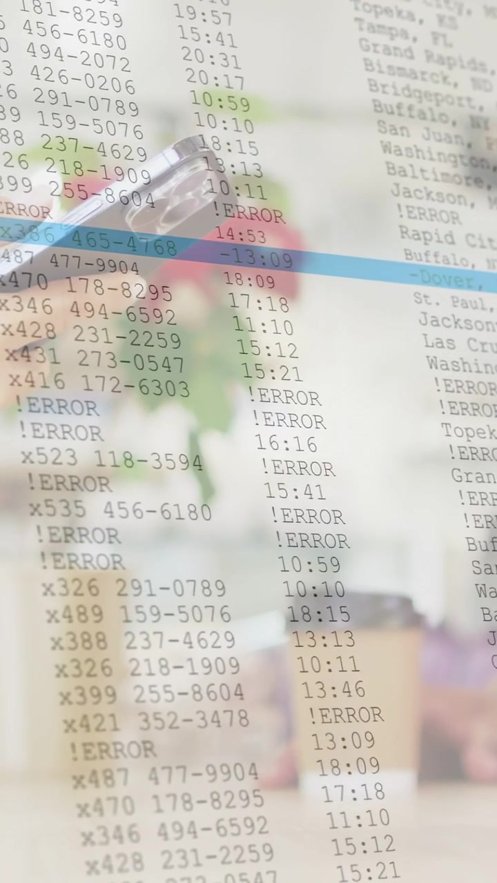 Vertical video: Couple showing phone and cup at cafe table, checking IT ERROR overlay for debugging