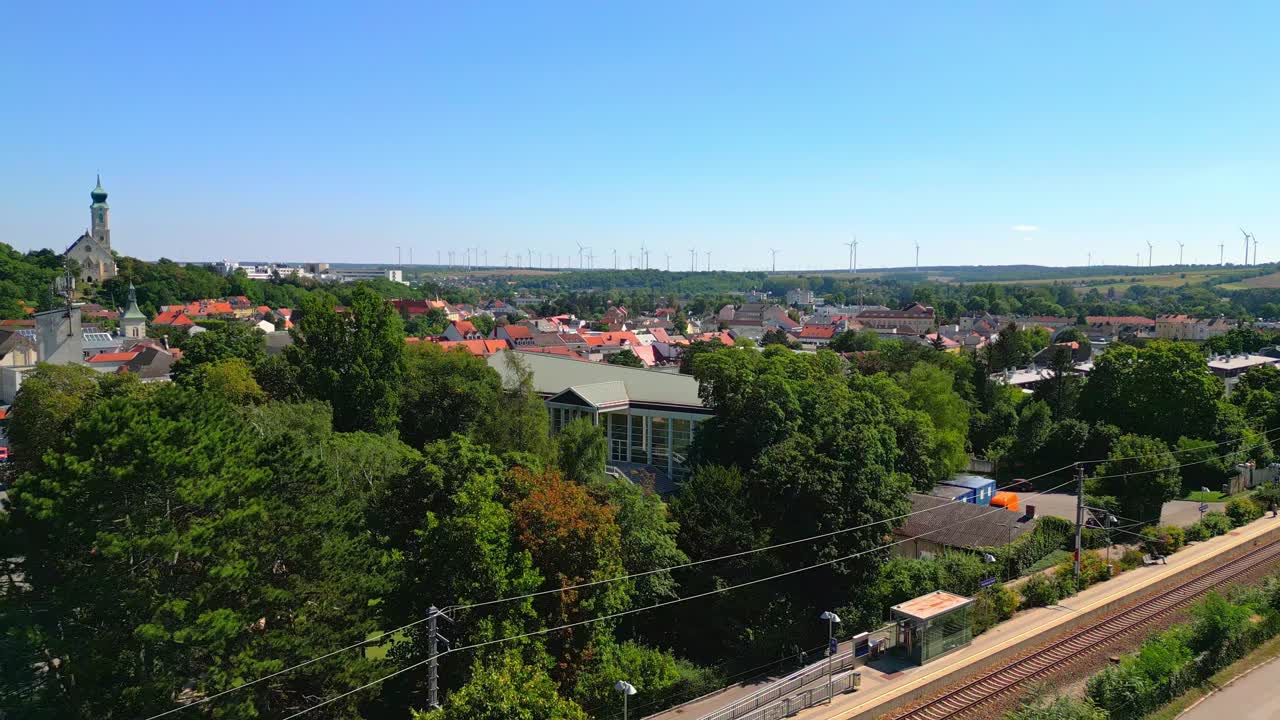 Fly Over Cityscape Of Mistelbach, Nieder&ouml;sterreich, Lower Austria, Austria
