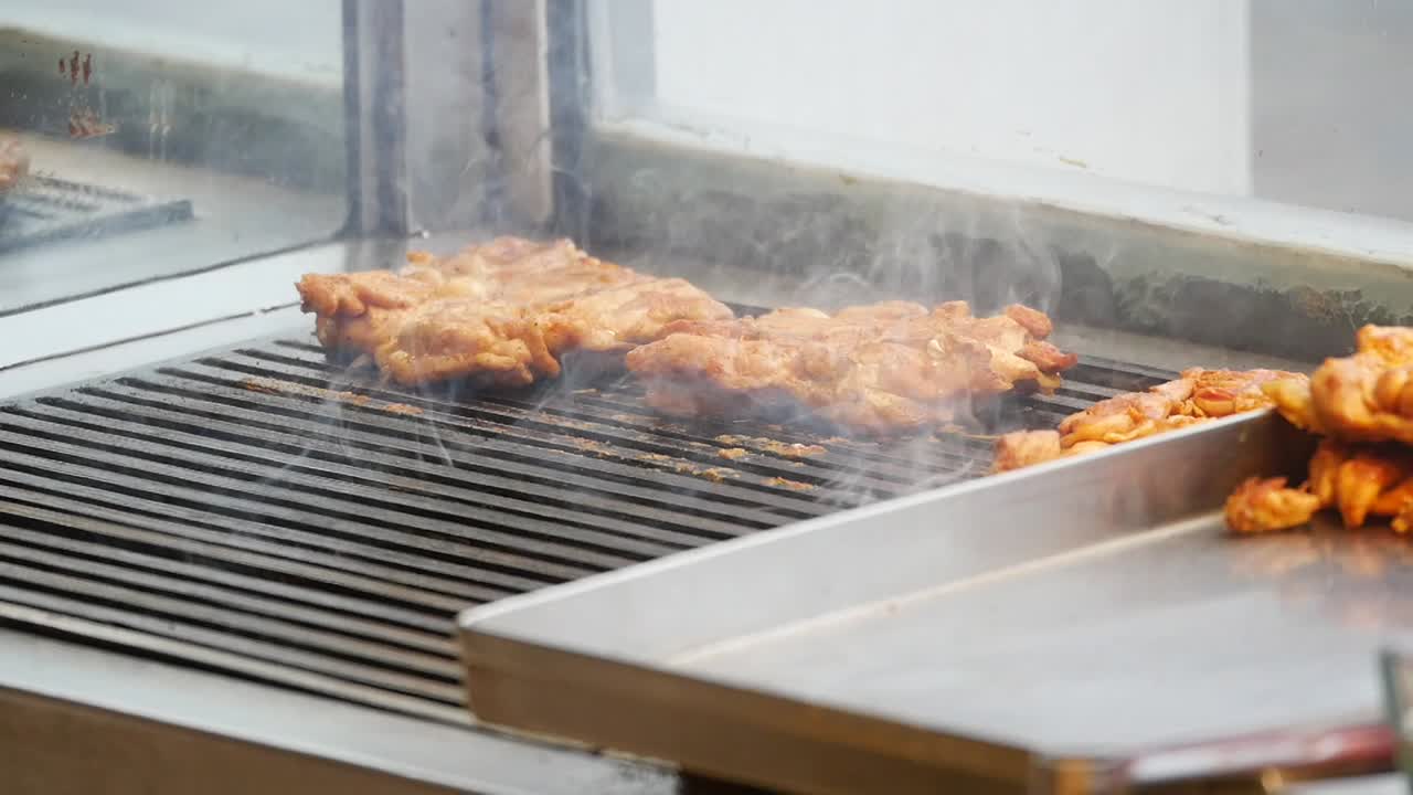 Grilled Chicken on a Street Food Stall