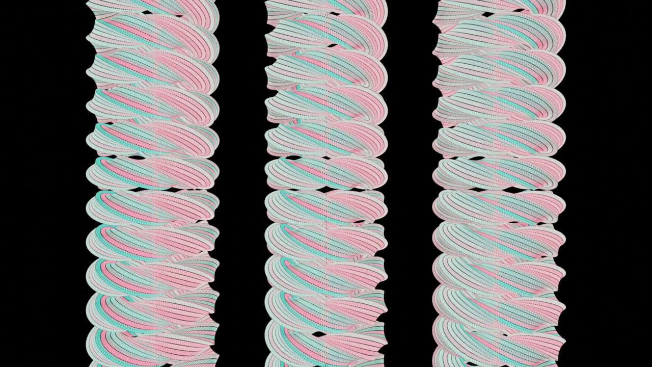 4k 영상 애니메이션은 똑바로 움직이는 추상적인 sf 객체의 아름다운 세 세트를 보여줍니다.