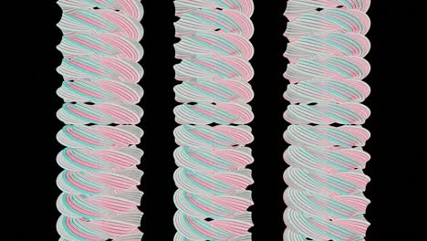 animación de video en 4k de un hermoso conjunto de tres objetos abstractos de ciencia ficción que se mueven en línea recta.