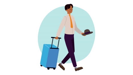 traveler walking with suitcase animation