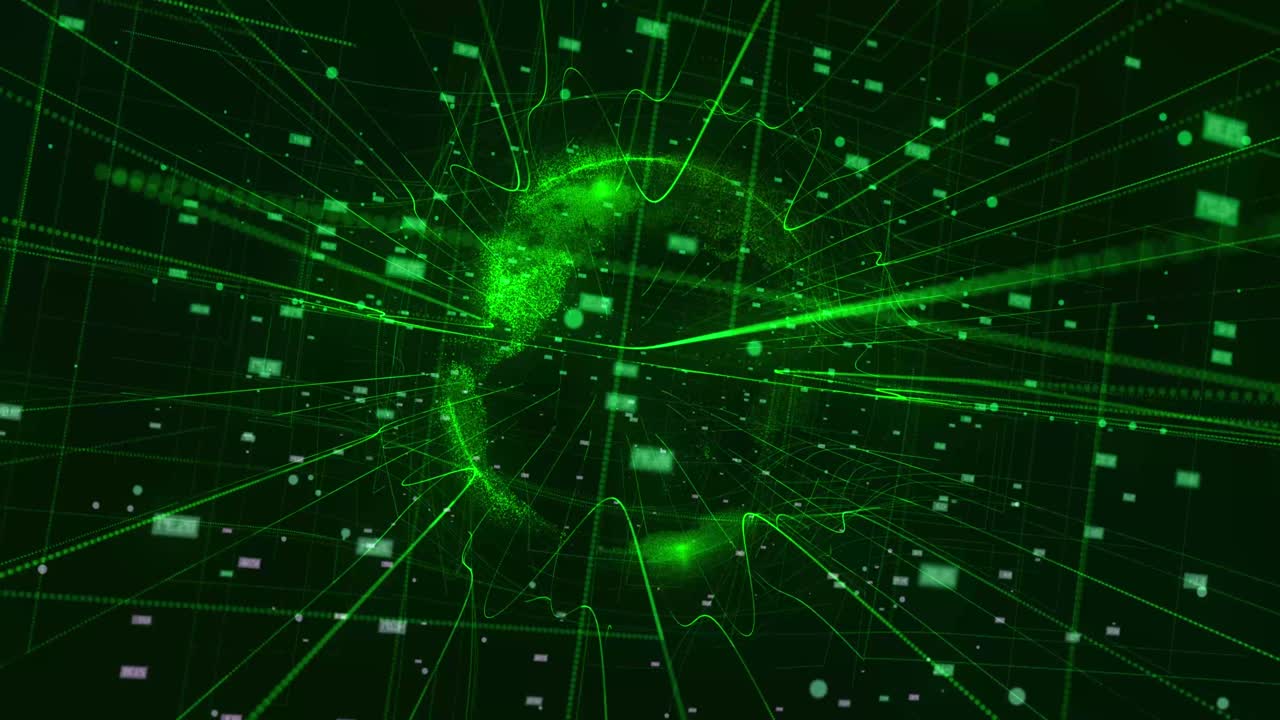 Holographic Rotating Green Earth Animation. Digital Data Information Process. Network Technology Concept. Business and Technology. 4K