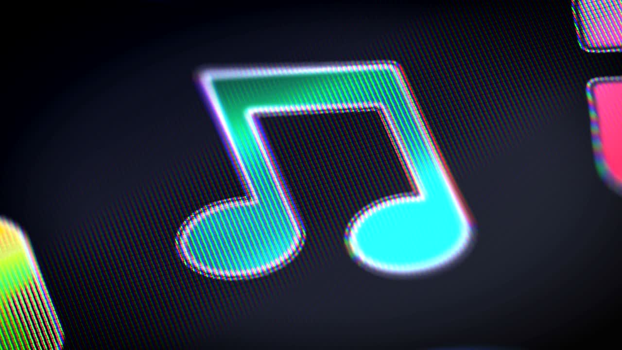 스크린에 있는 음악적 노트. 루핑.