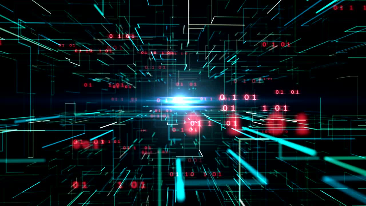 digital grid and number in virtual space seamless loop footage.