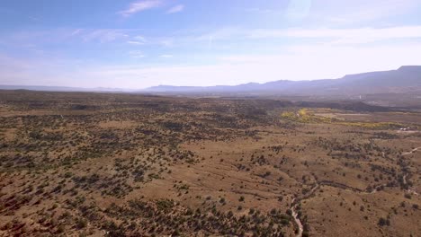 high altitude aerial view of the edge of the high desert grasslands of northern arizona