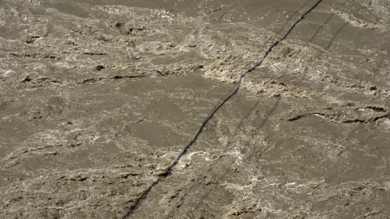 Turbulent Muddy River Water