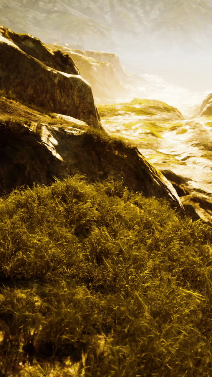 골든 아워 산 계곡 풍경