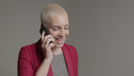 female model talking on smartphone during studio portrait 04