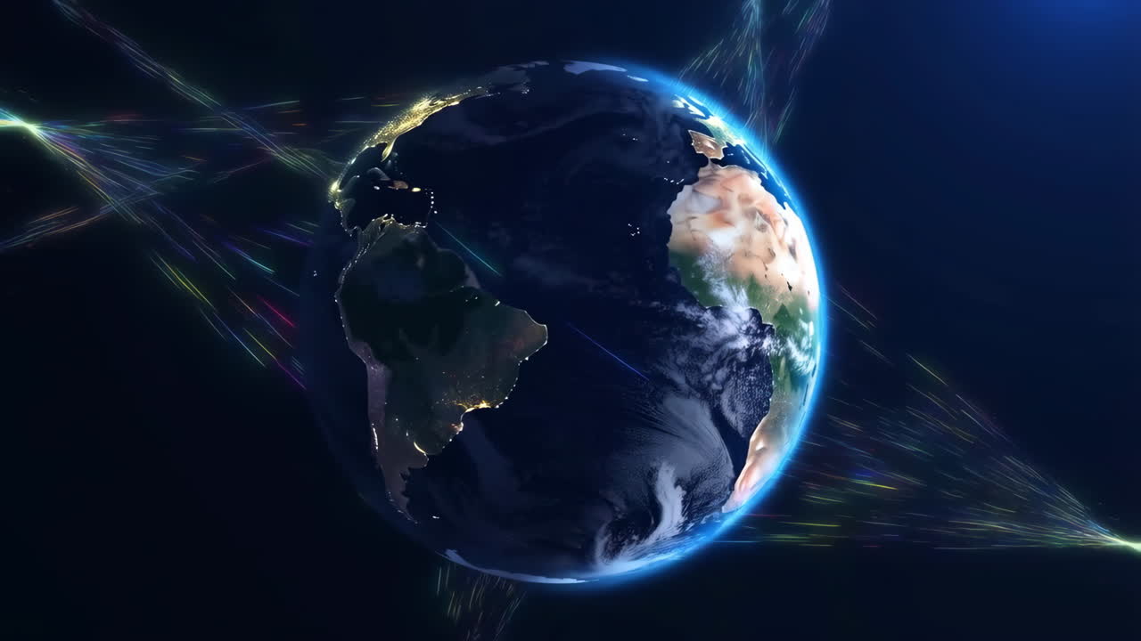 Earth with Digital Network and Light Connections