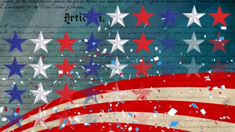 Animation-of-american-constitution,-stars-and-red,-white-and-blue-of-united-states-of-america