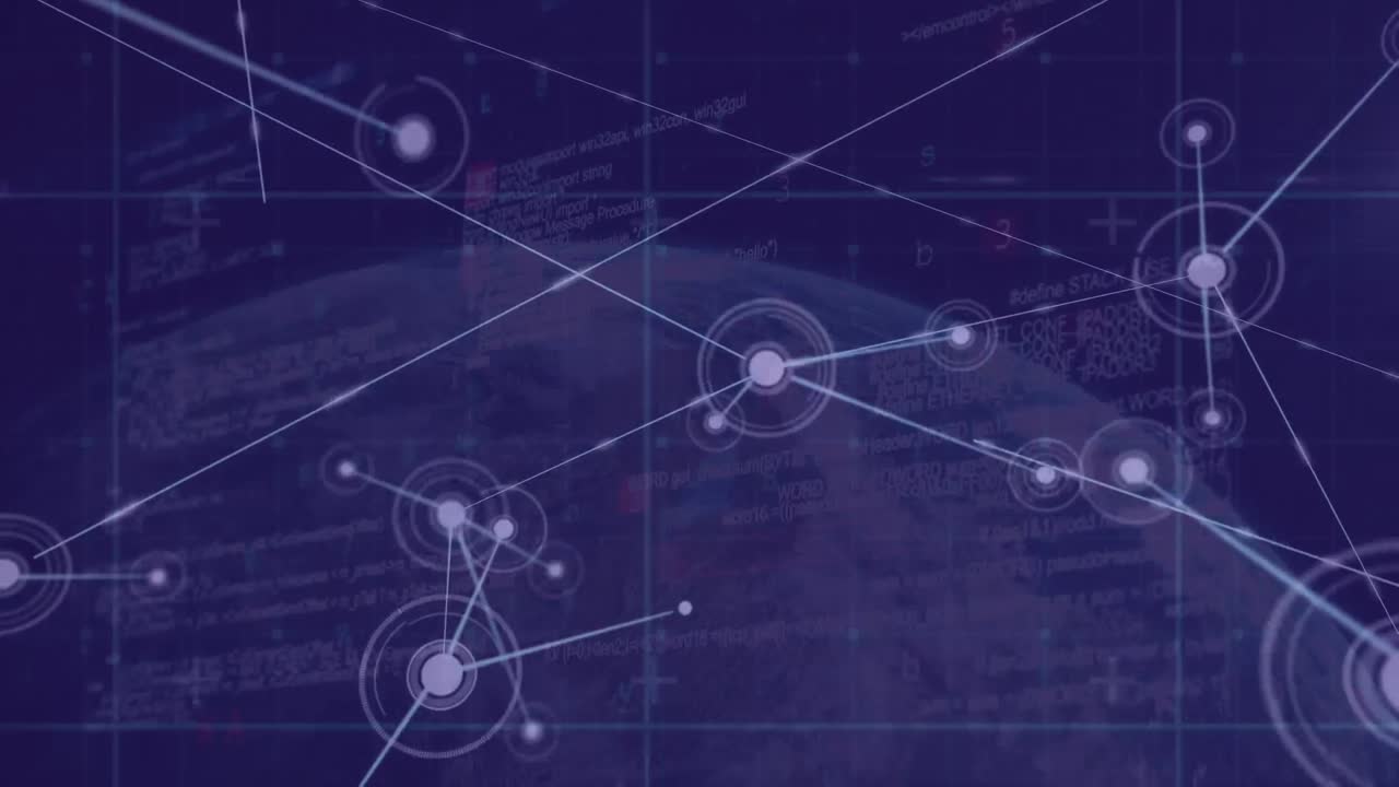 animación de la red de conexiones sobre procesamiento de datos y globo