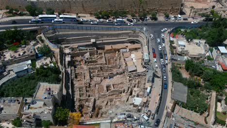 archaeological excavations in the city of david, jerusalem, drone view