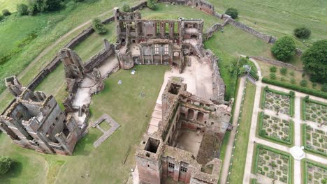 england tourists destination of kenilworth castle ruins, aerial