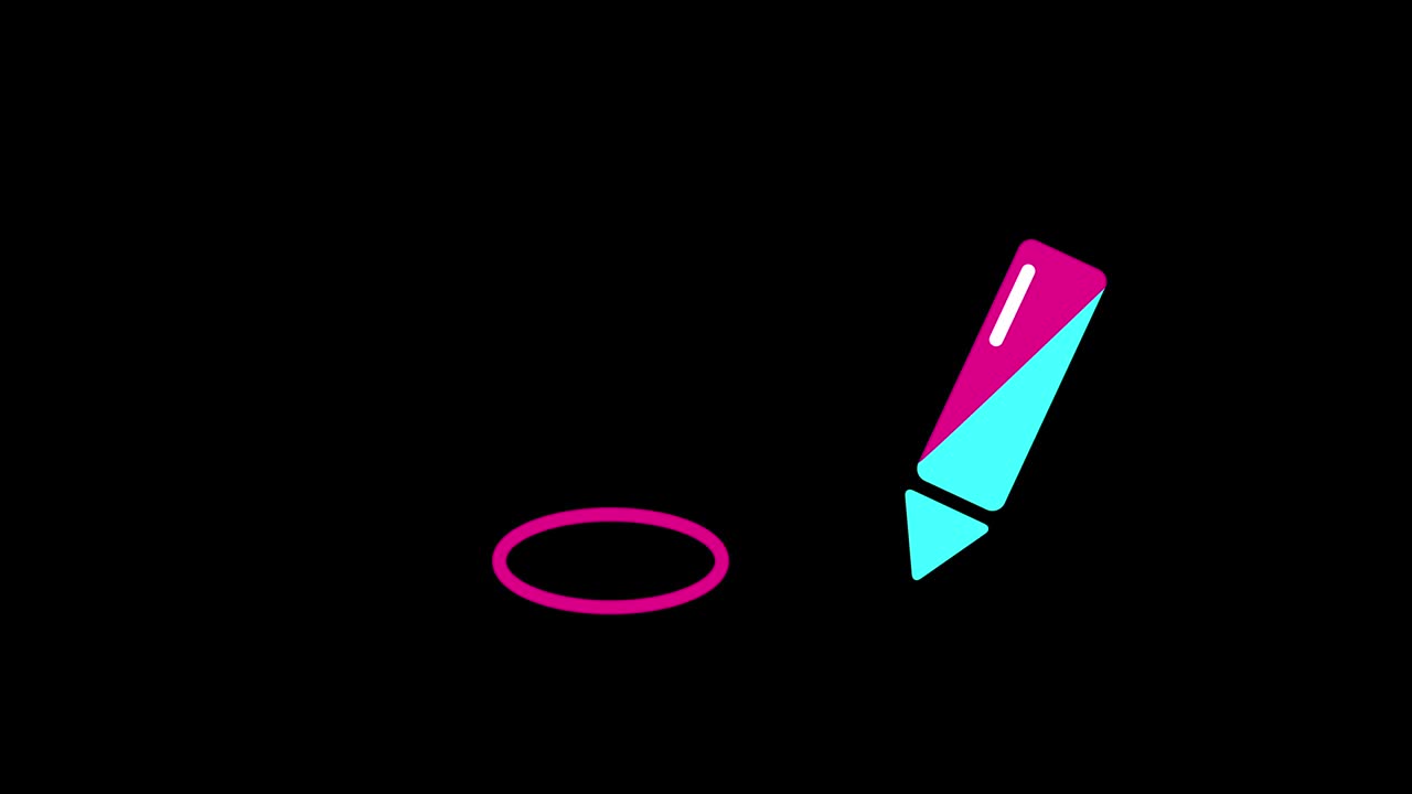 video en 4k del bolígrafo y el círculo púrpura sobre fondo negro.