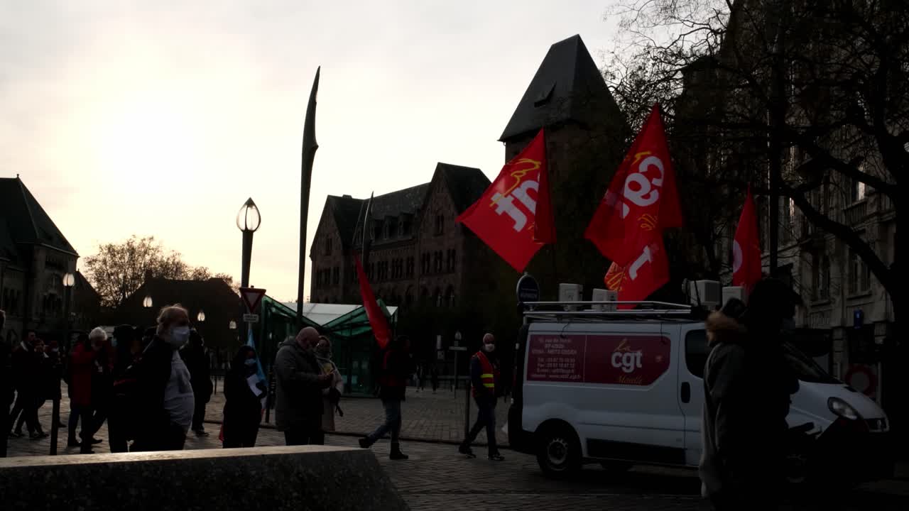 French protest about global security.