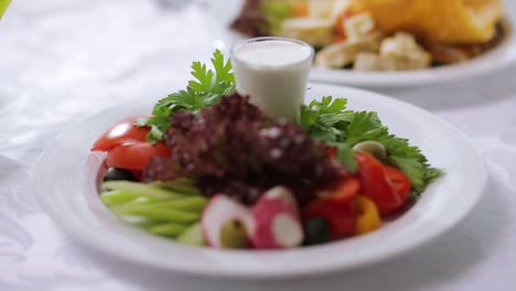 ensalada de verduras variadas con salsa