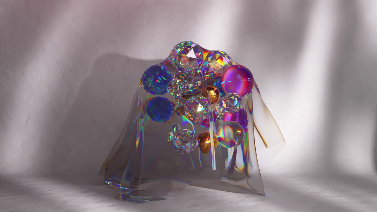 exhibición de joyas abstractas