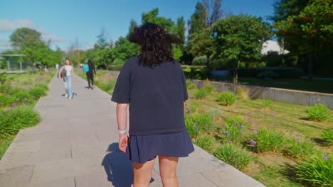 woman rollerblading in a park