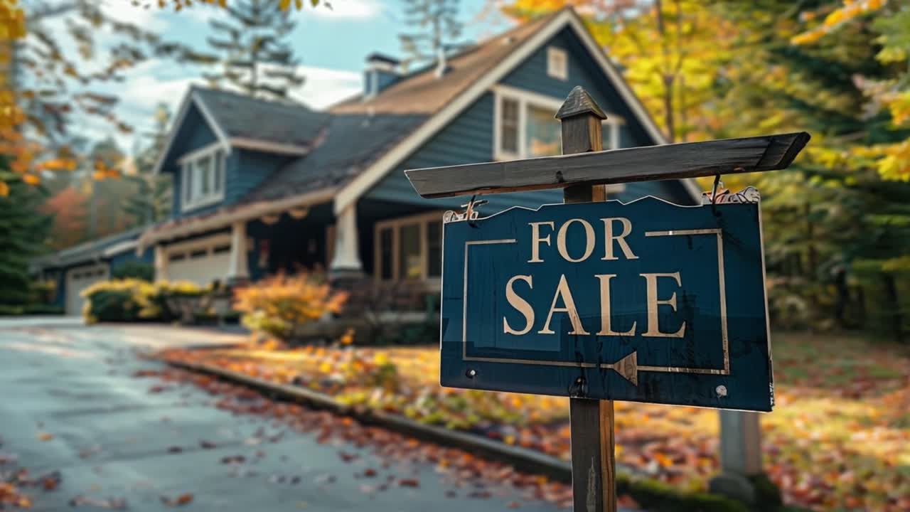 House for Sale in Autumn Setting