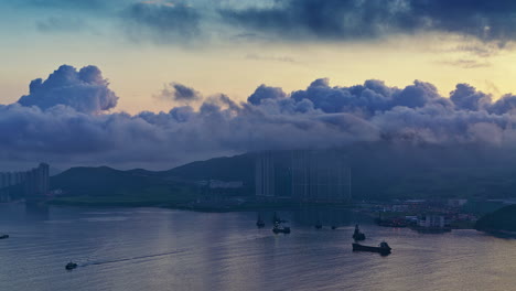 timelapse hong kong victoria harbour tsueng kwan o lohas park sunrise