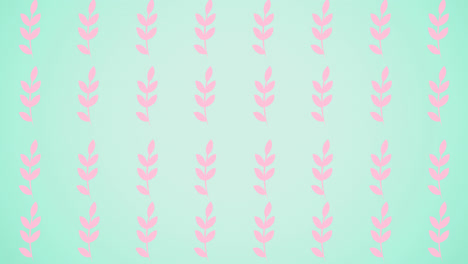 animación de filas de hojas rosas sobre fondo azul