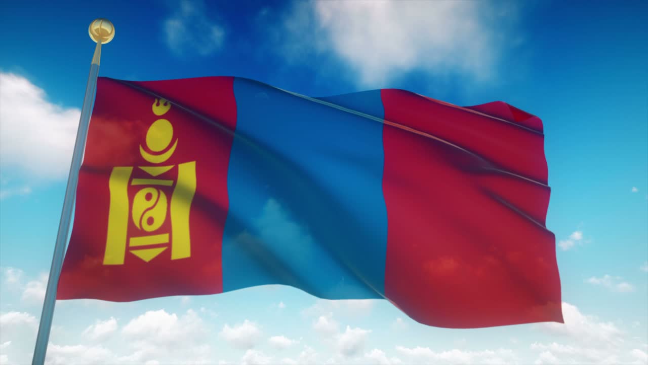 4k bandera muy detallada de mongolia en bucle