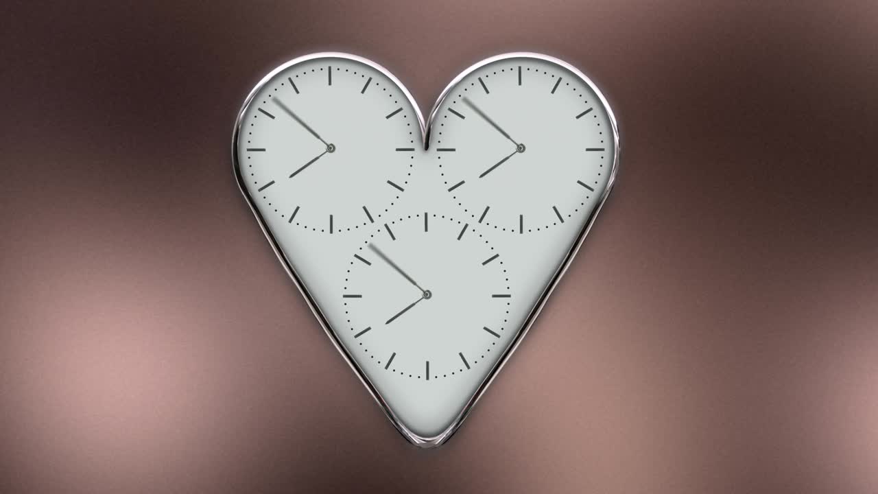 Clock in the shape of a heart in timelapse