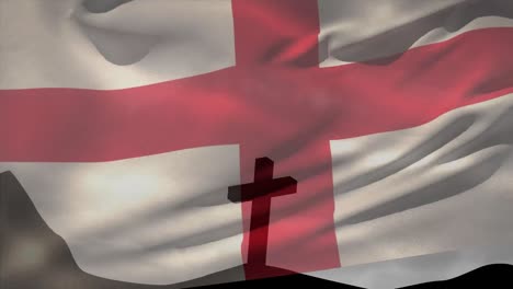 Animation-Des-Christlichen-Kreuzes-Und-Der-Flagge-Englands