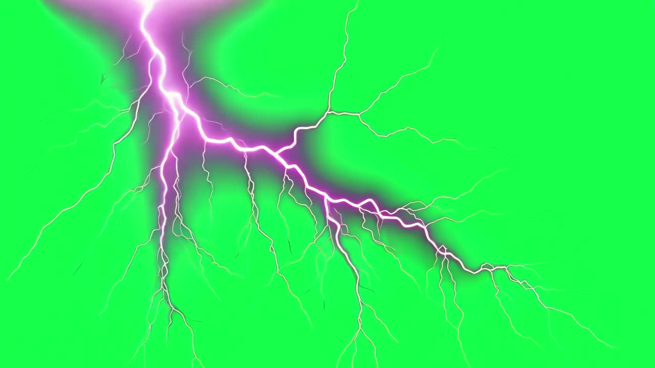 Pink lightning animation, transparent 4K video, green screen
