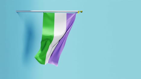 the genderqueer pride flag slow motion waving with a blue background, vertical video 4k