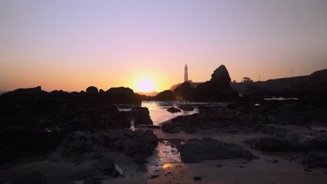 Pescadero-Pigeon-Point-Light-House-Bei-Sonnenuntergang,-Kalifornien-03